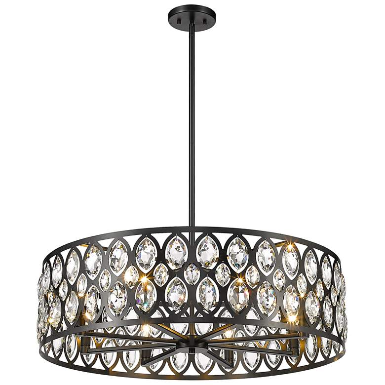 Image 6 Dealey 30 1/4" Wide Matte Black 8-Light Drum Pendant more views