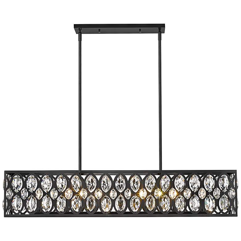 Image 1 Dealey 42 3/4"W Matte Black and Crystal Linear Chandelier