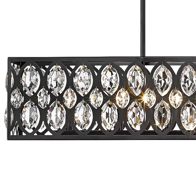 Image 2 Dealey 42 3/4"W Matte Black and Crystal Linear Chandelier more views