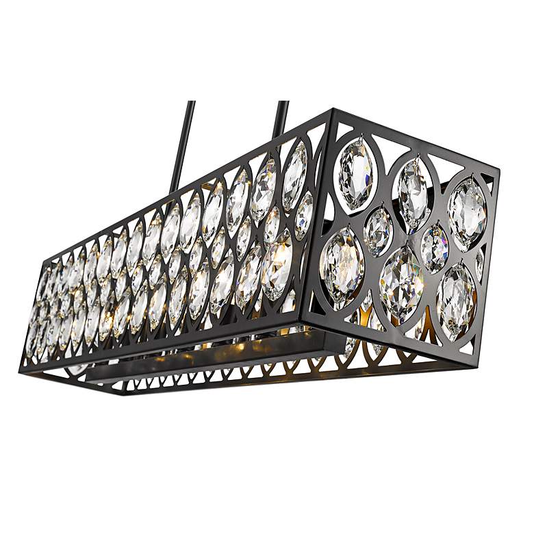 Image 3 Dealey 42 3/4"W Matte Black and Crystal Linear Chandelier more views