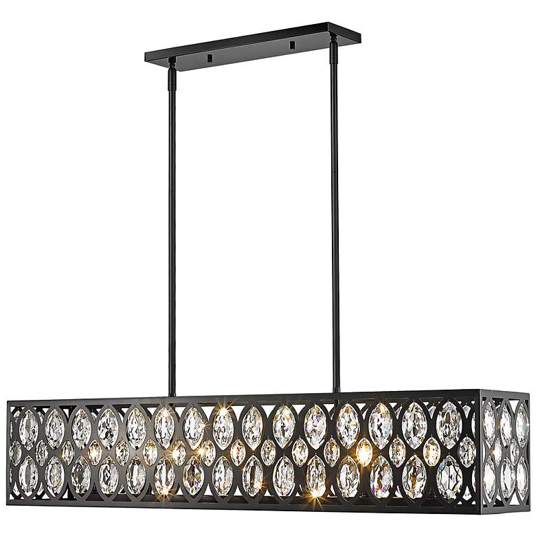 Image 4 Dealey 42 3/4"W Matte Black and Crystal Linear Chandelier more views