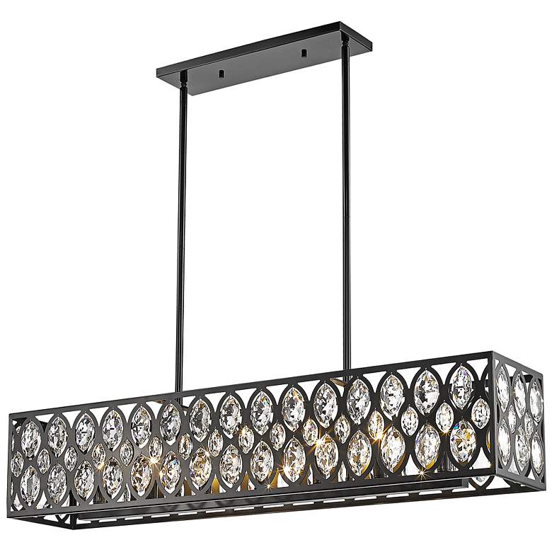 Image 5 Dealey 42 3/4"W Matte Black and Crystal Linear Chandelier more views