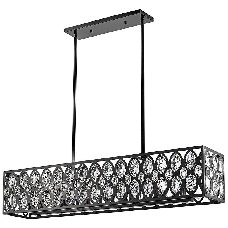 Image 6 Dealey 42 3/4"W Matte Black and Crystal Linear Chandelier more views