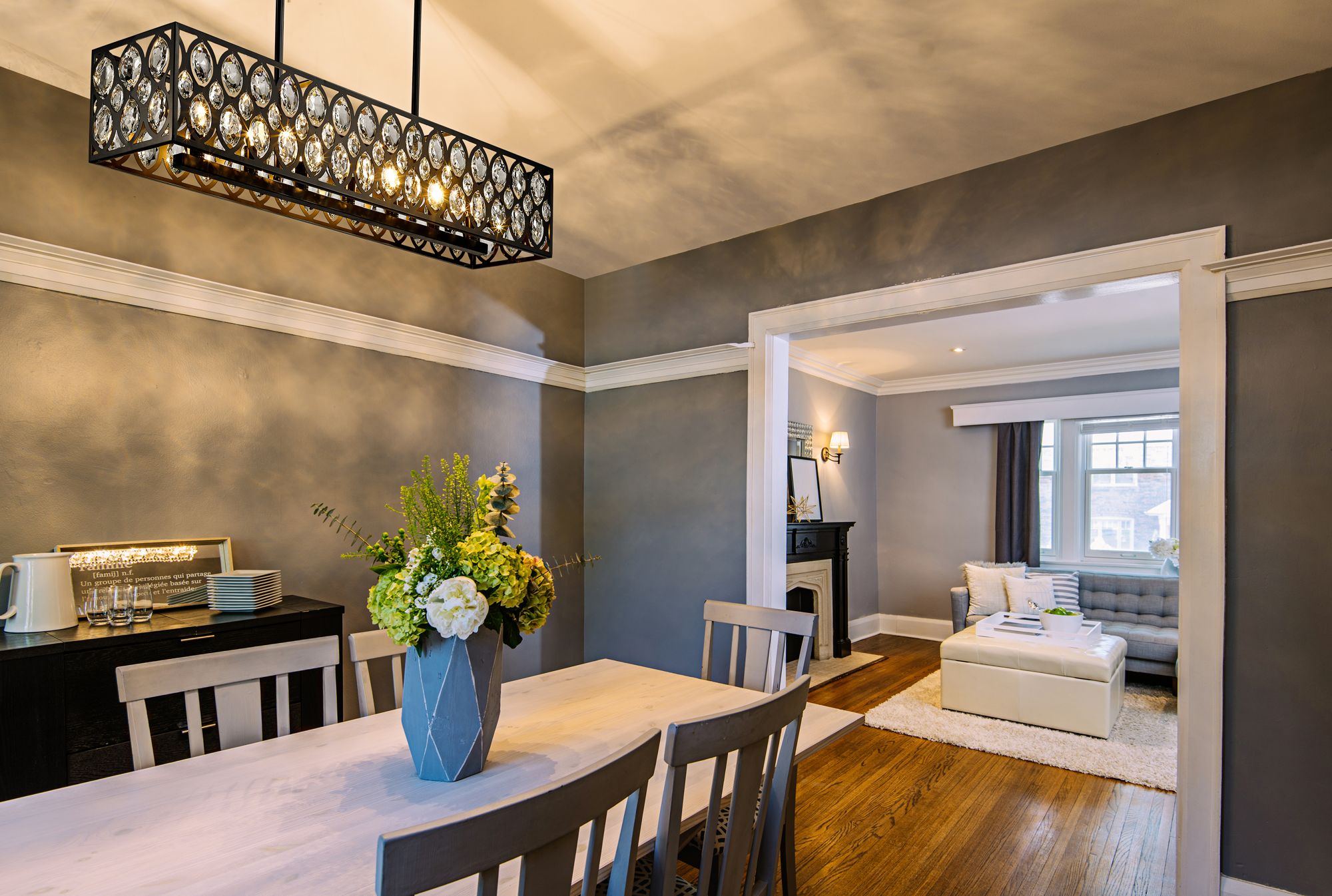 Dealey 42 3/4"W Matte Black and Crystal Linear Chandelier