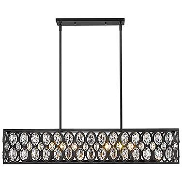 Dealey 42 3/4"W Matte Black and Crystal Linear Chandelier