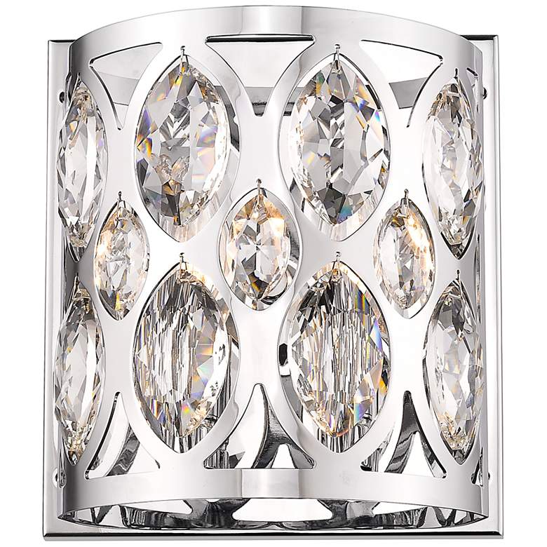 Image 1 Dealey 9 1/4" High Chrome and Crystal Wall Sconce