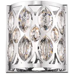 Dealey 9 1/4" High Chrome and Crystal Wall Sconce