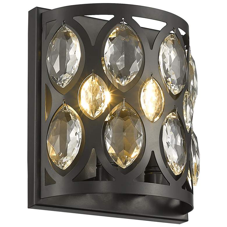 Image 1 Dealey 9 1/4" High Matte Black and Crystal ADA Wall Sconce