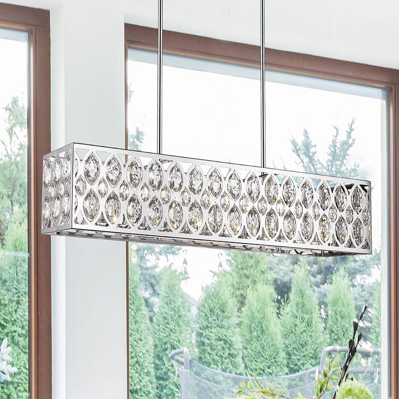 Image 1 Dealey 9 1/4"W Crystal Chrome 7-Light Kitchen Island Light Chandelier