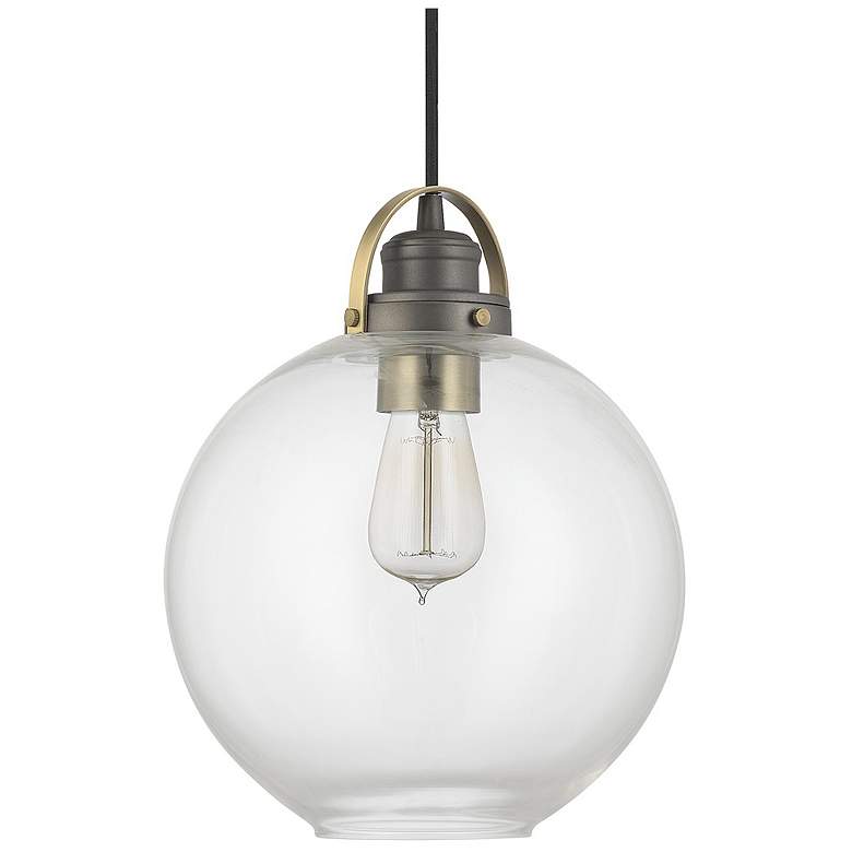 Image 1 Dean 10 1/4" Wide Graphite and Aged Brass Globe Mini Pendant