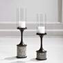 Deane Gunmetal and White Pillar Candle Holders Set of 2