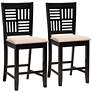 Deanna 25 1/2" Beige Fabric Brown Counter Stools Set of 2