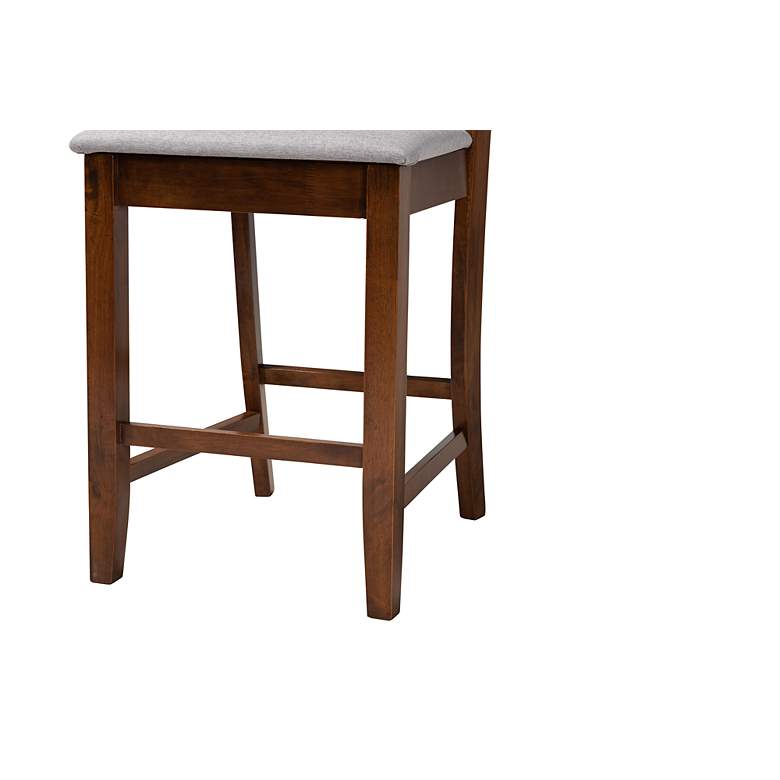 Image 4 Deanna 25 1/2 inch Gray Fabric Walnut Counter Stools Set of 2 more views