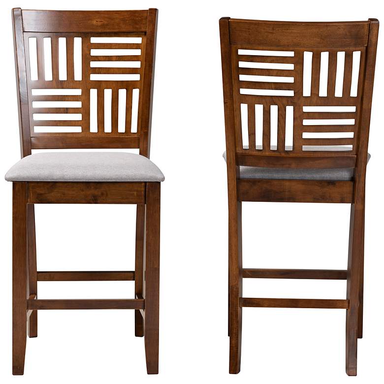 Image 6 Deanna 25 1/2 inch Gray Fabric Walnut Counter Stools Set of 2 more views