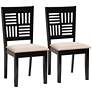 Deanna Beige Fabric Dark Brown Wood Dining Chairs Set of 2