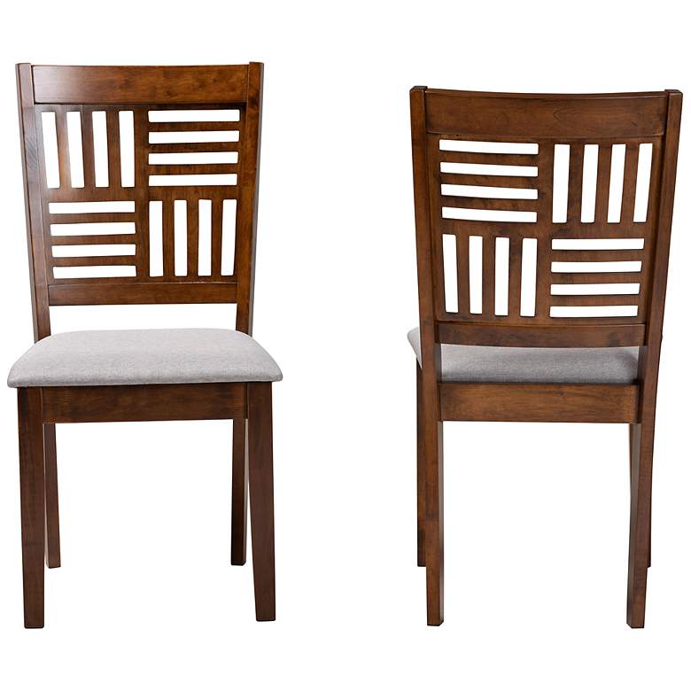 Image 6 Deanna Gray Fabric Walnut Brown Wood Dining Chairs Set of 2 more views