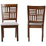 Deanna Gray Fabric Walnut Brown Wood Dining Chairs Set of 2