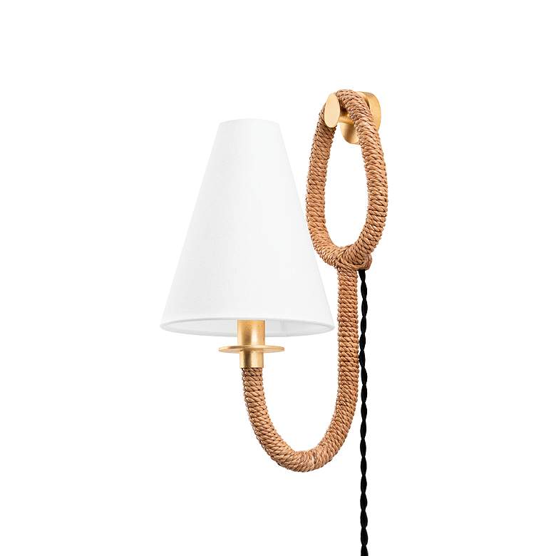 Image 1 Deaver 14 1/2" High Vintage Gold Leaf Wall Sconce