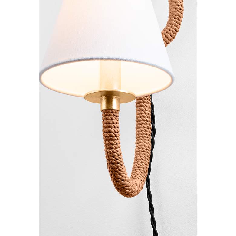 Image 5 Deaver 14 1/2" High Vintage Gold Leaf Wall Sconce more views