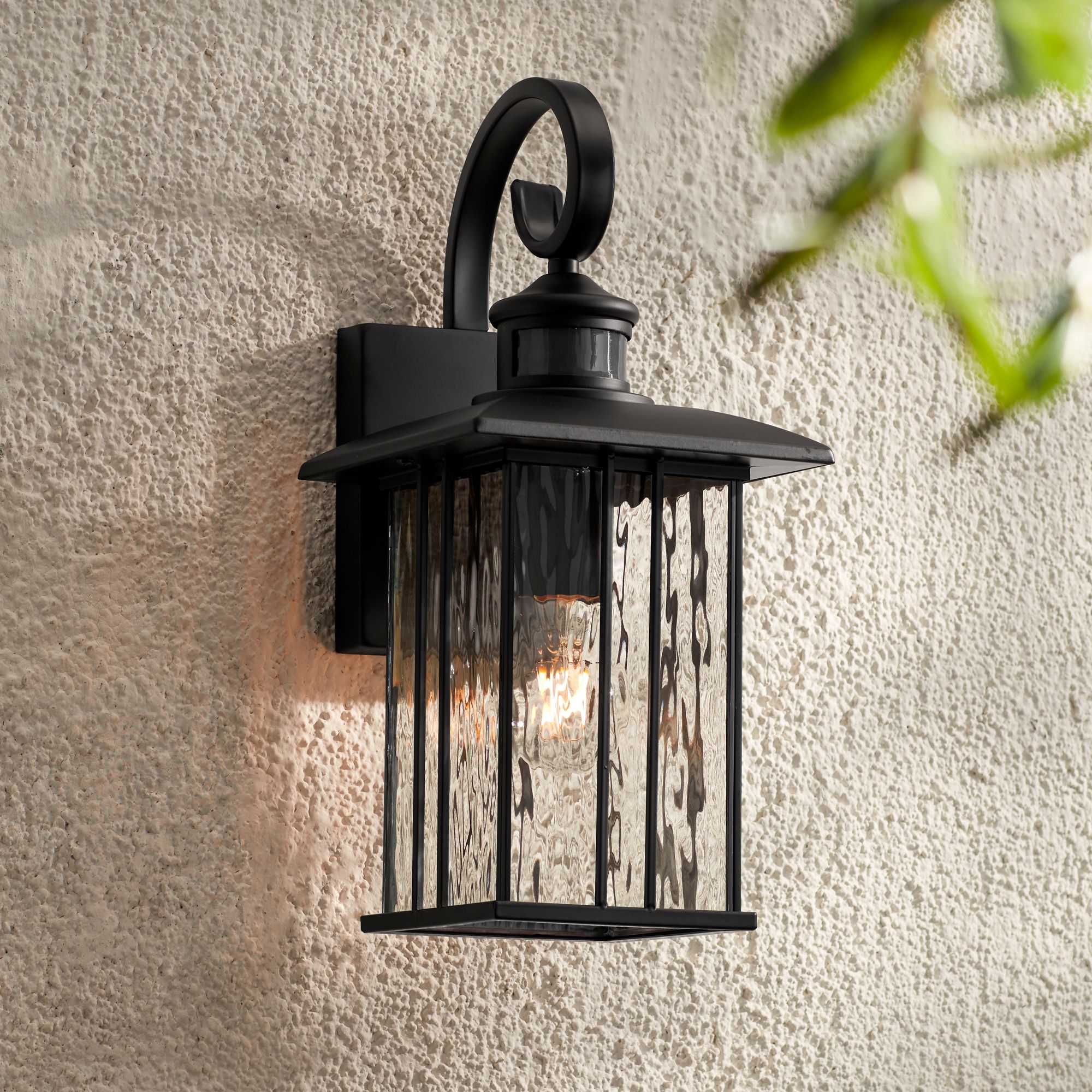 Deaver 15 1/2" Matte Black Motion Sensor Outdoor Light Set of 2