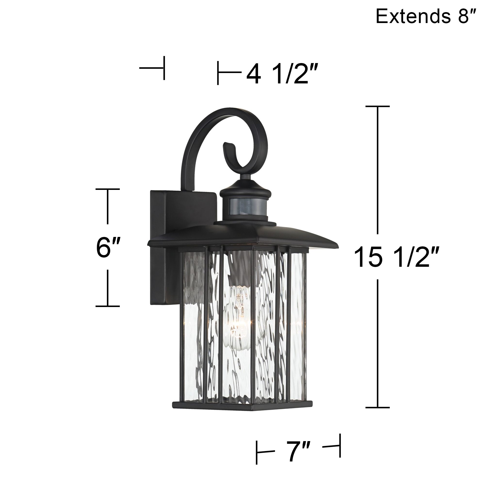 Deaver 15 1/2" Matte Black Motion Sensor Outdoor Light Set of 2