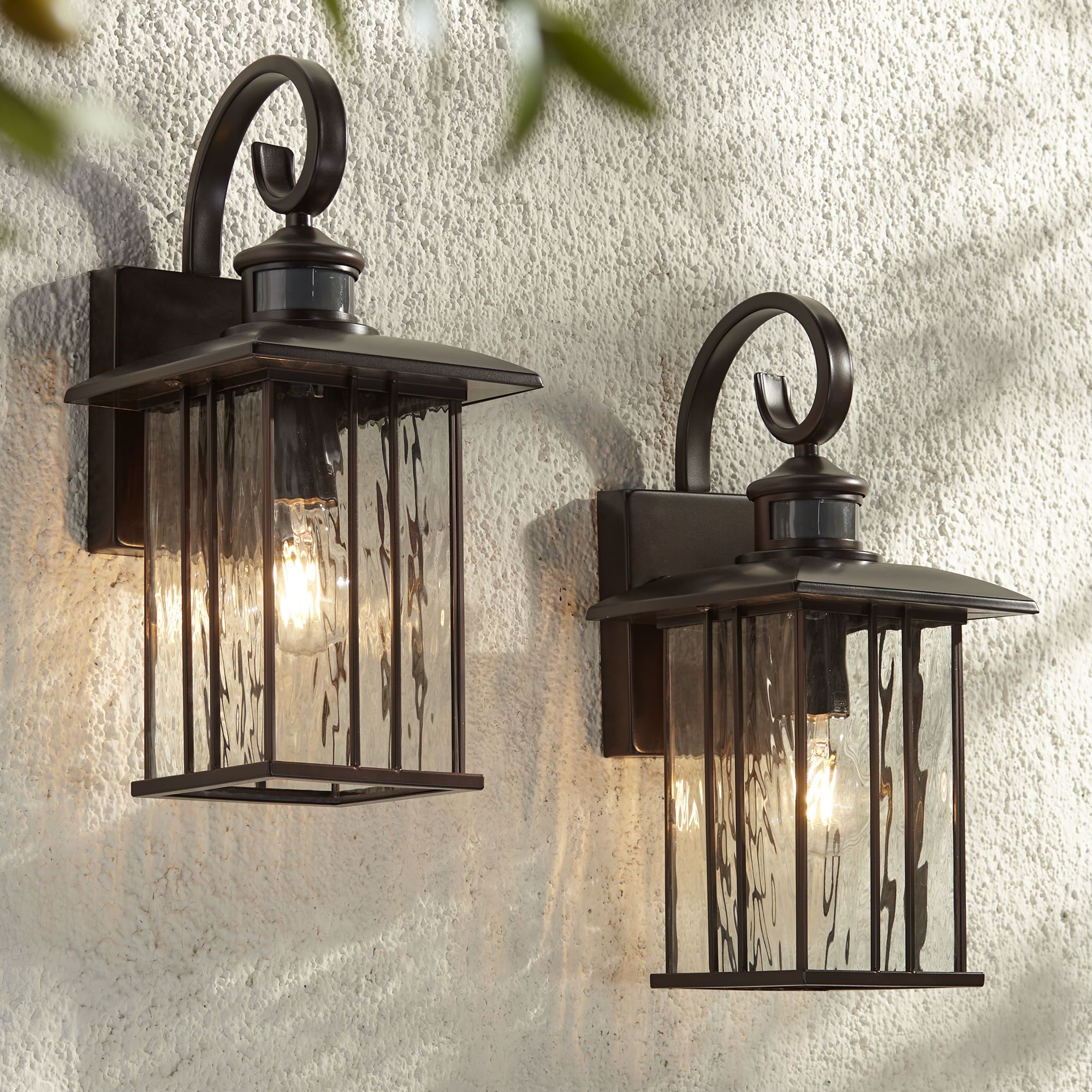 Bronze motion sensor outdoor shop wall light