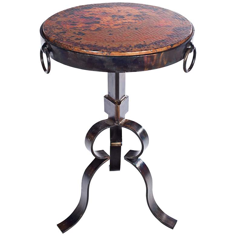 Image 1 Debolt Hammered Copper Round Iron Accent Table