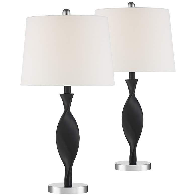 Debra Black Finish Modern Table Lamps Set of 2