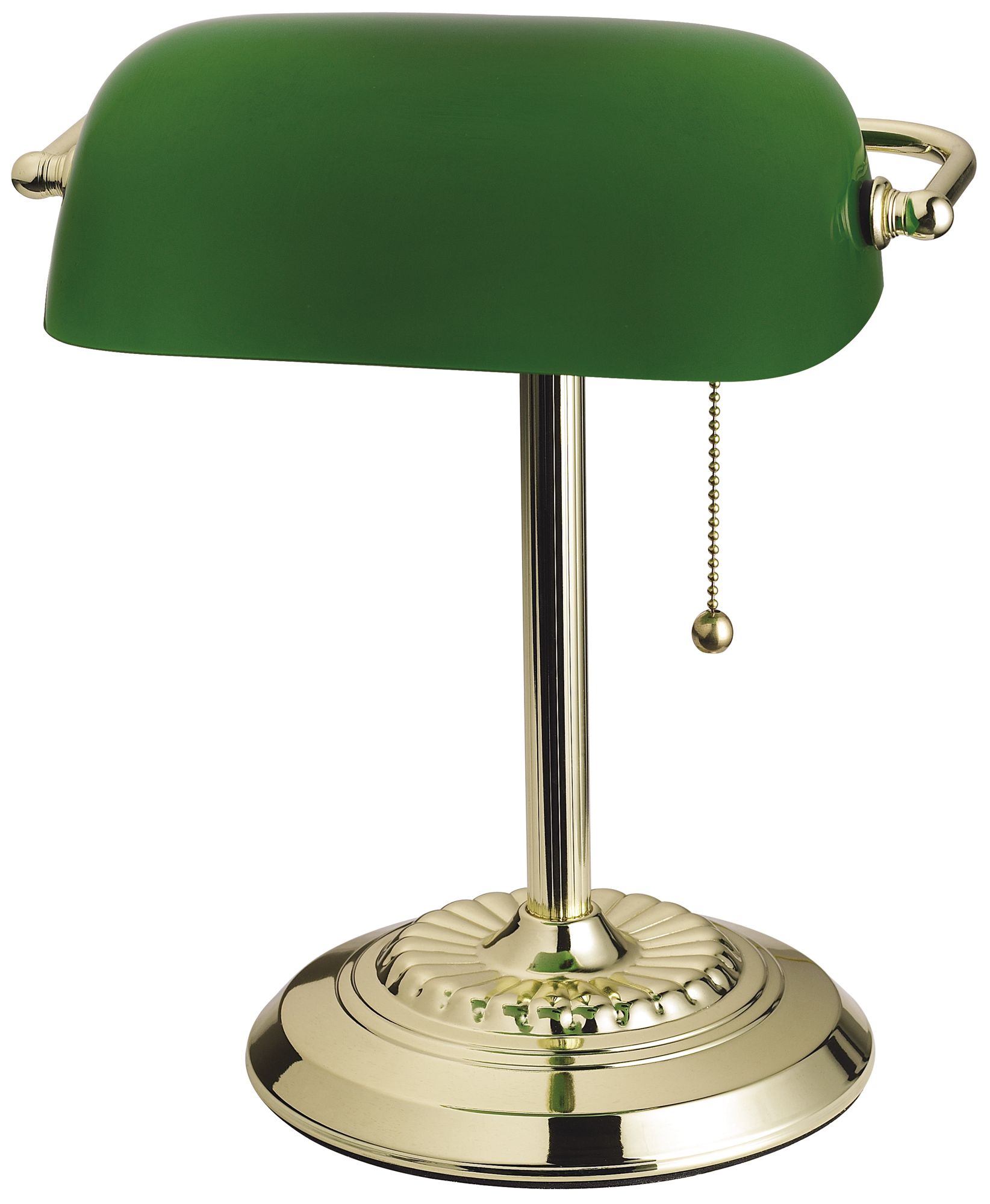 Thumbnail1 of Decia Polished Brass and Green Glass Banker's Desk Lamp