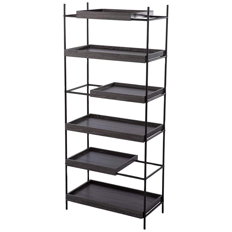 Image 4 Deckenly 31 inch Wide Black Wood 5-Shelf Etagere more views