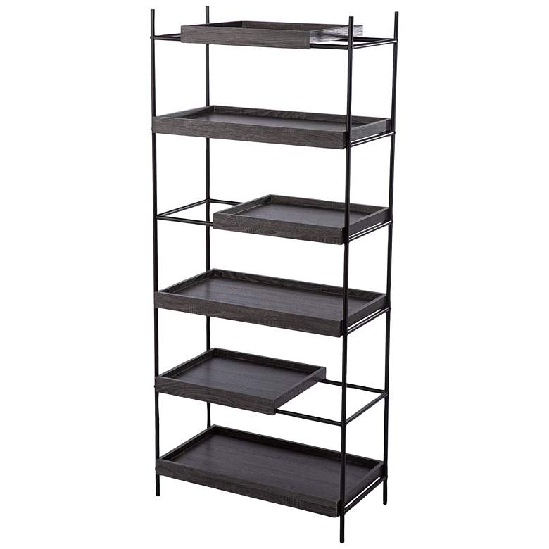 Image 4 Deckenly 31" Wide Black Wood 5-Shelf Etagere more views
