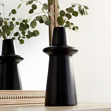 Decker 17 3/4" High Matte Black Ceramic Vase
