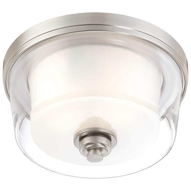Image 1 Decker; 2 Light; Medium Flush Fixture with Clear and Frosted Glass