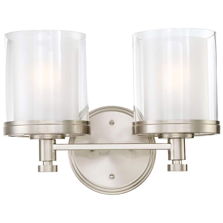 Image 1 Decker; 2 Light; Vanity Fixture with Clear and Frosted Glass