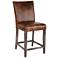 Decker 24" High Brown Leather and Poplar Wood Counter Stool