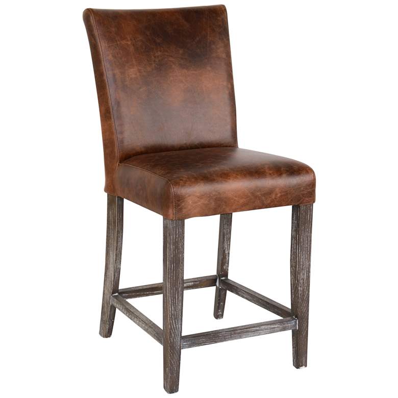 Image 1 Decker 24 inch High Brown Leather and Poplar Wood Counter Stool
