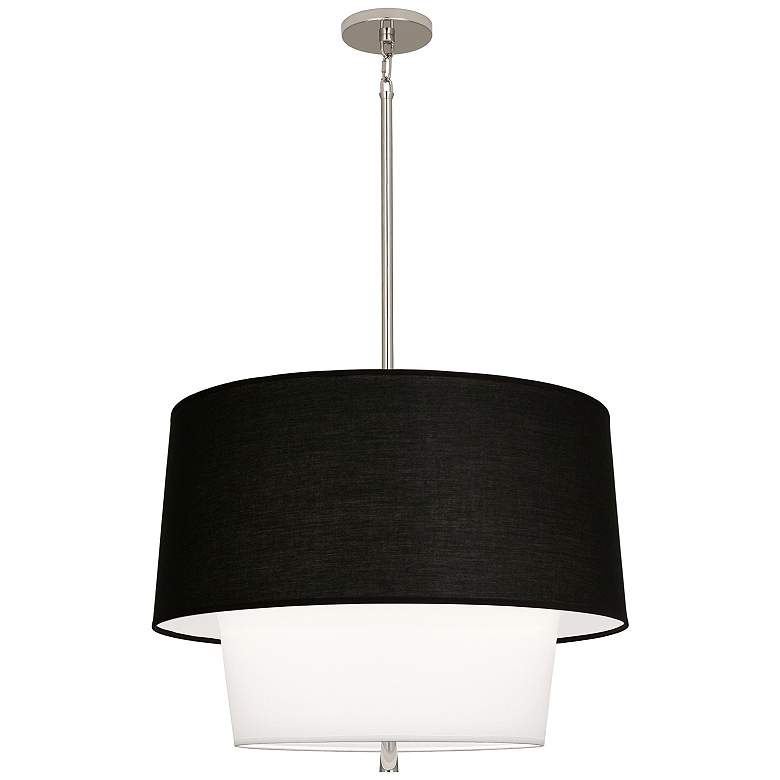 Image 1 Decker 24"W Polished Nickel Pendant With Raven Black and White Shade