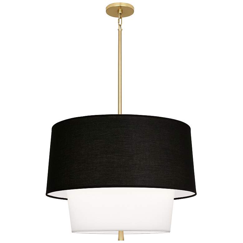 Image 1 Decker 24" Wide Modern Brass Pendant With Raven Black and White Shade