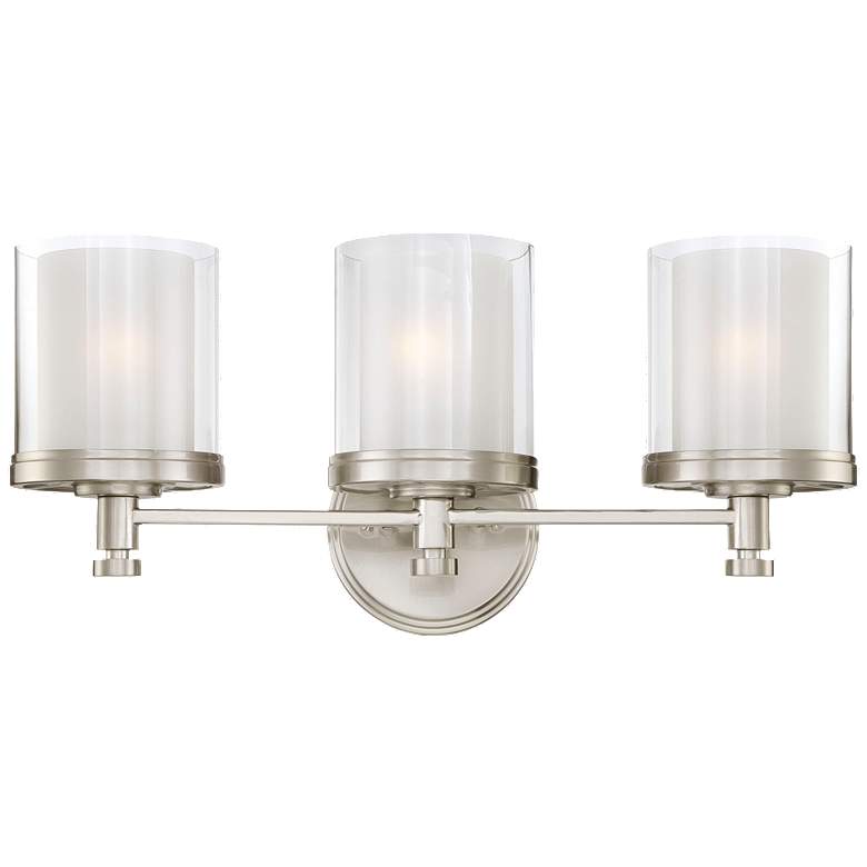 Image 1 Decker; 3 Light; Vanity Fixture with Clear and Frosted Glass