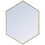 2_Decker Brass Metal 30" x 40" Hexagon Vanity Wall Mirror