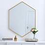 1_Decker Brass Metal 30" x 40" Hexagon Vanity Wall Mirror