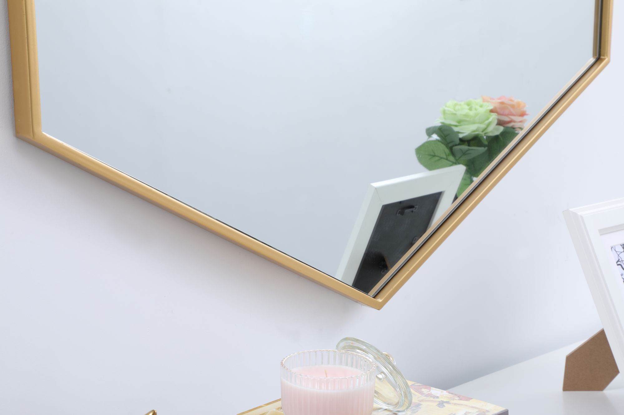 Decker Brass Metal 30" x 40" Hexagon Vanity Wall Mirror