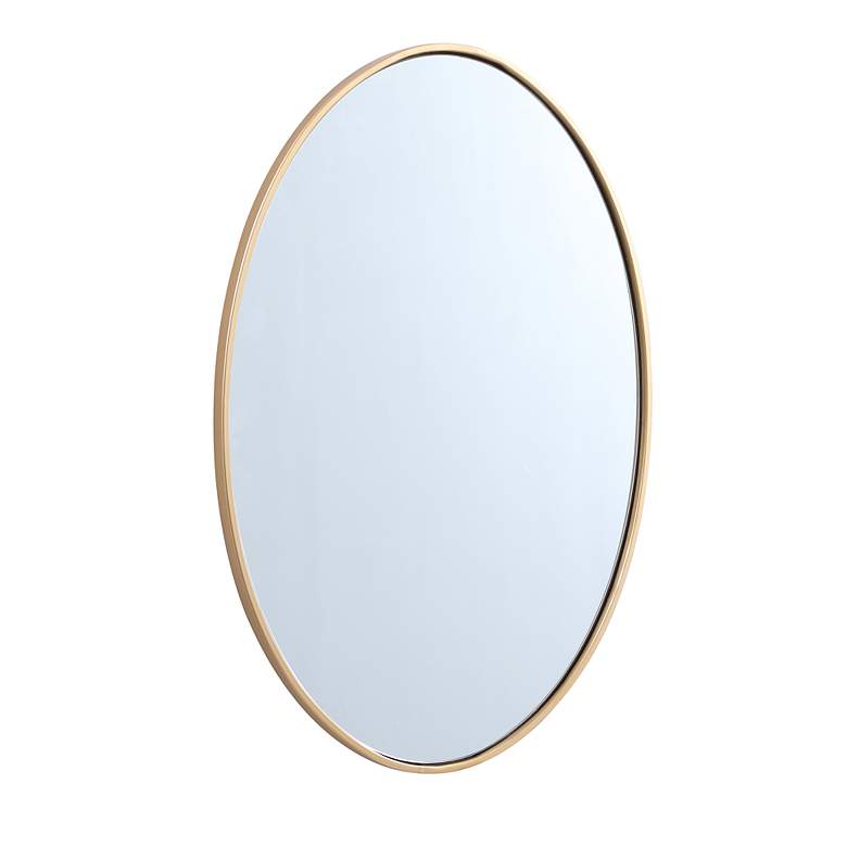 Image 6 Decker Brass Metal 34" x 24" Oval Vanity Wall Mirror more views