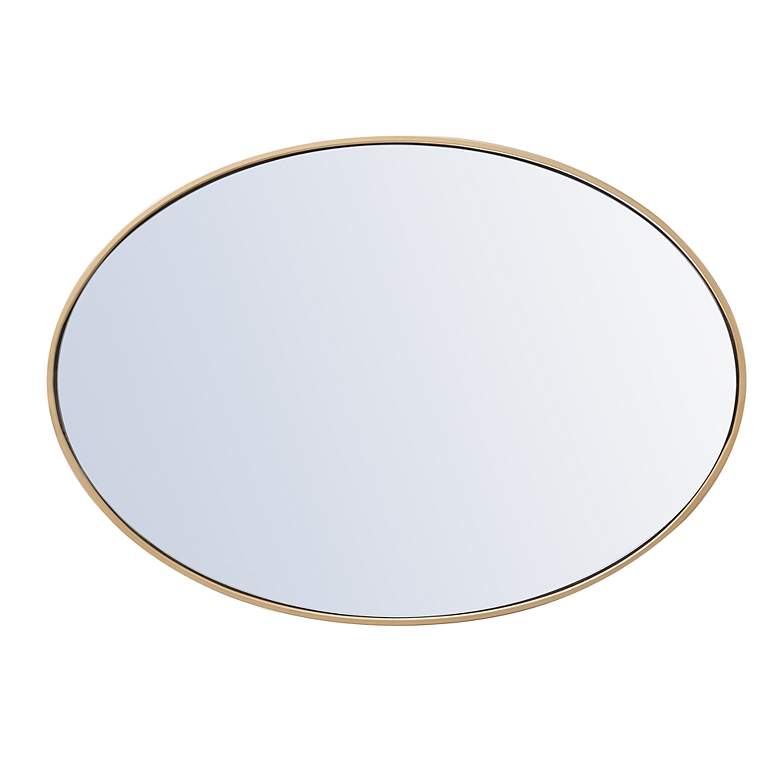 Image 7 Decker Brass Metal 34" x 24" Oval Vanity Wall Mirror more views