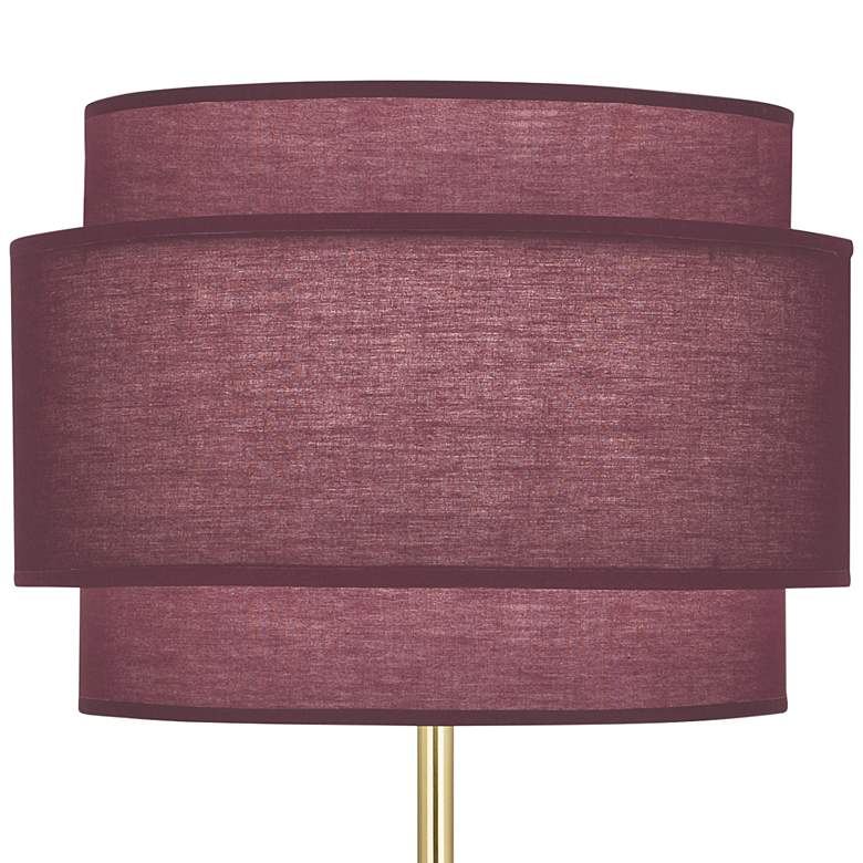 Image 3 Decker Brass Metal Buffet Table Lamp w/ Vintage Wine Shade more views