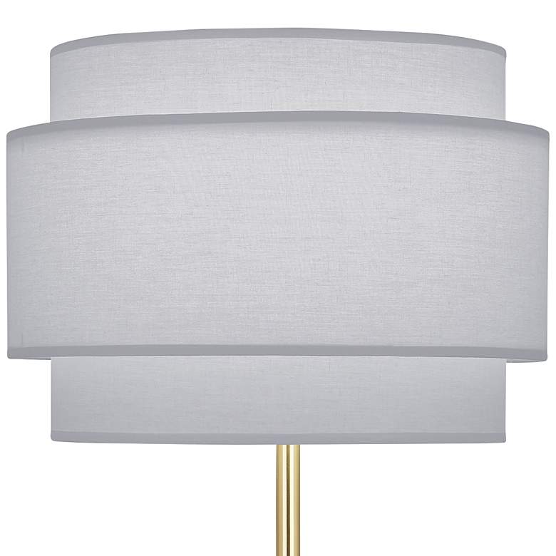 Image 3 Decker Brass Metal Buffet Table Lamp with Pearl Gray Shade more views
