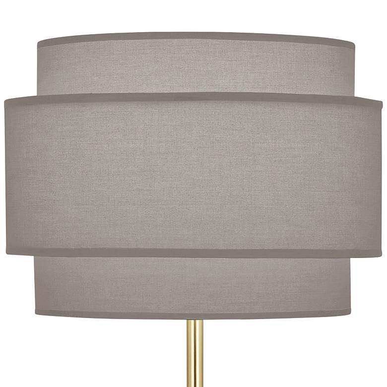 Image 2 Decker Brass Metal Buffet Table Lamp with Smoke Gray Shade more views