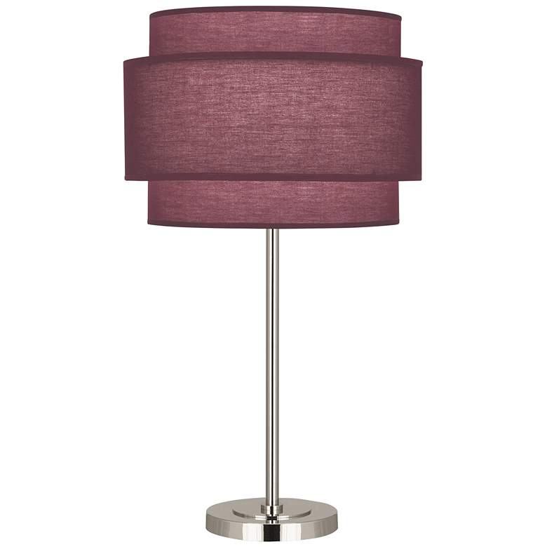 Image 2 Decker Nickel Buffet Table Lamp with Vintage Wine Shade