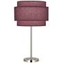 Decker Nickel Buffet Table Lamp with Vintage Wine Shade