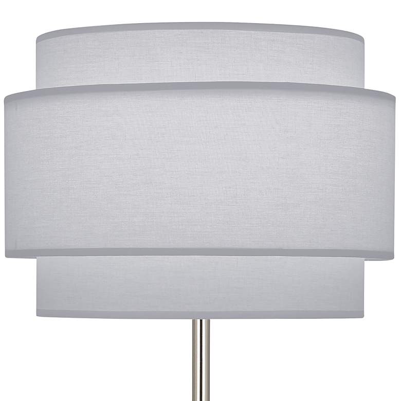 Image 3 Decker Polished Nickel Buffet Table Lamp w/ Pearl Gray Shade more views